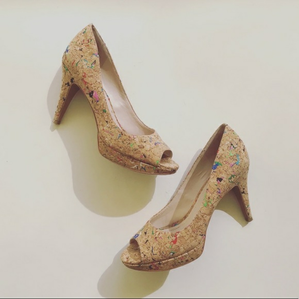 Women's Natural Peep Toe Platform Pumps Ashlynn